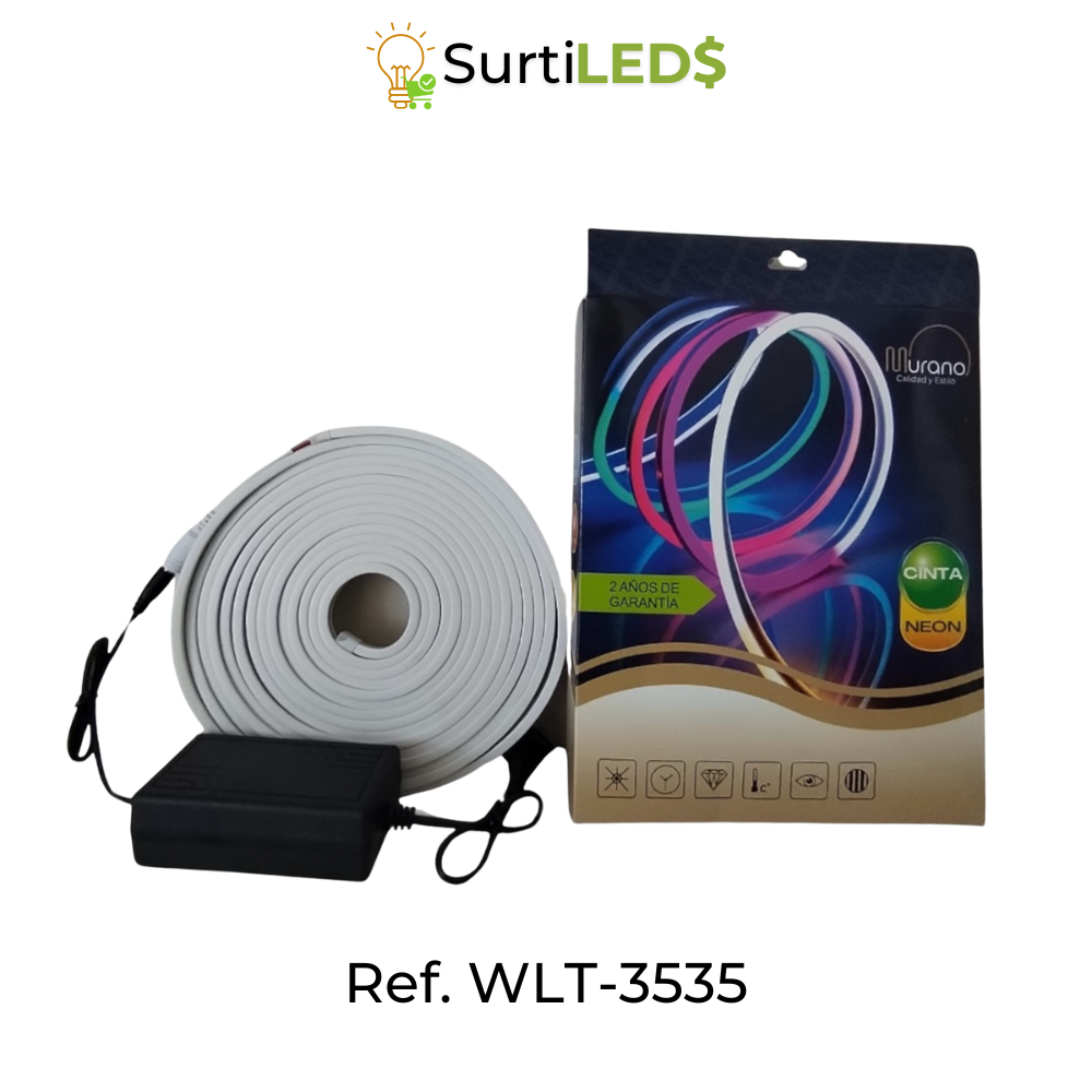 [SKU301060] Rollo de Cinta LED Neón Flex  5 Metros 3535 Varios colores -Kit Completo Decoración – Ref WLT-3535 (Rosado)