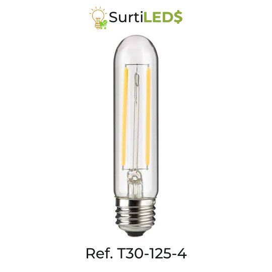 Bombillo LED Tubular T30 E27 4W Luz Cálida 2700K – Ref T30-125-4