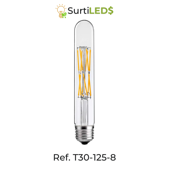 [SKU802140] Bombillo LED Tubular T30 E27 8W Luz Cálida 2700K – Ref T30-125-8