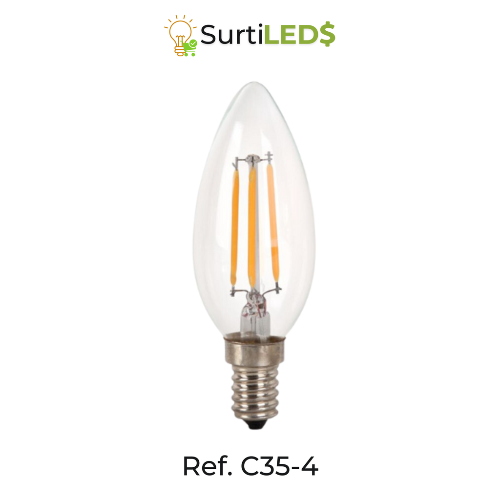 [SKU802110] Bombillo LED Vela C35 E27 4W Luz Cálida 2700K – Ref C35-4