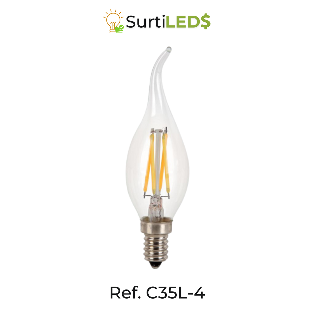 [SKU802120] Bombillo LED Vela C35 E14 4W Luz Cálida 2700K – Ref C35L-4