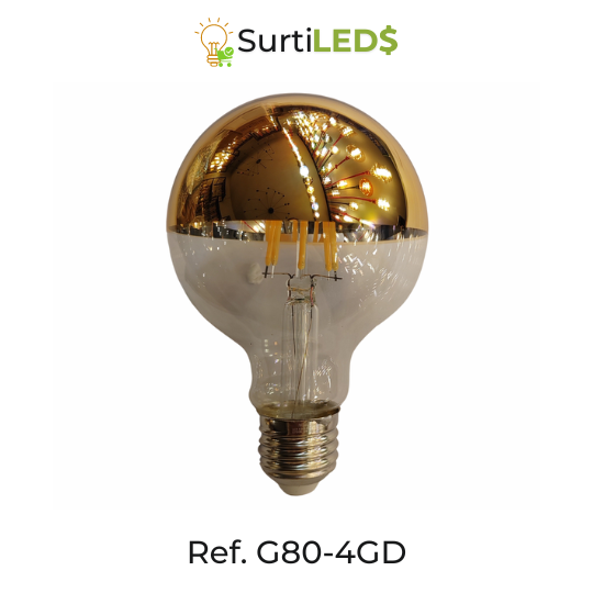 [SKU802200] Bombillo LED Globo G80 E27 6W Cobre 2700K – Ref G80-4GD
