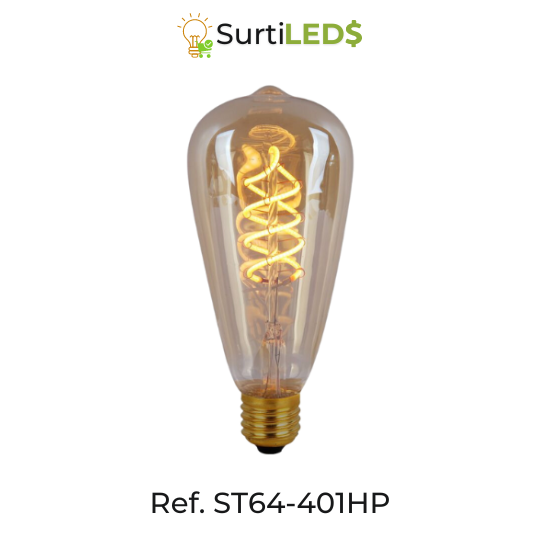 [SKU802230] Bombillo LED Vintage ST64 E27 4W Ambar – Ref ST64-401HP