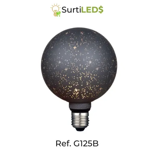 [SKU802300] Bombillo LED Decorativo Globo Negro 6W 1800K  Diferentes diseños– Ref G125B (Estrella)